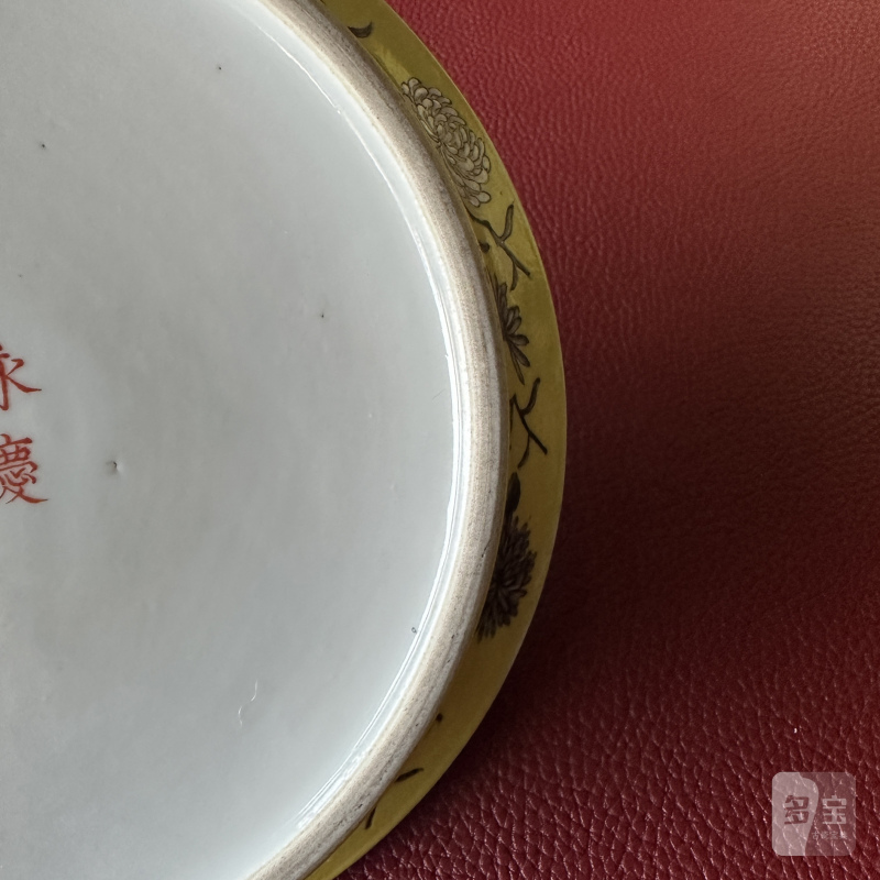 清晚期 黄地墨彩菊花纹花盆及盆奁一对 - 图12